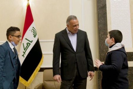 Al-Kadhimi receives two talented children of a global achievement